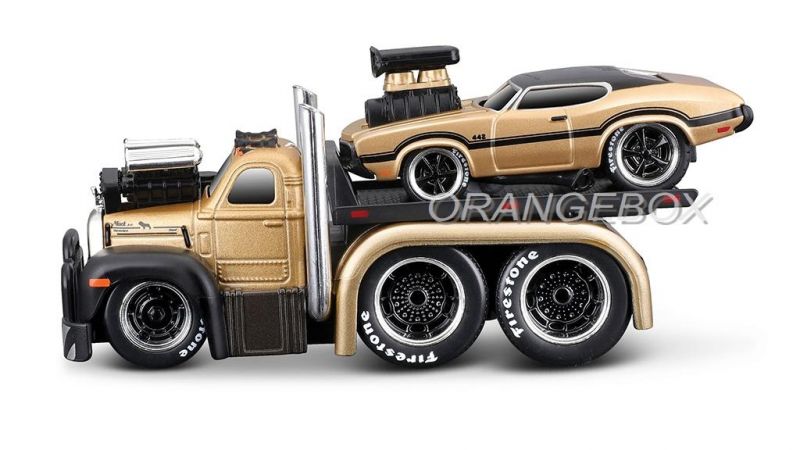 Mack B-61 Flatbed 1953 + Oldsmobile 442 1970 1:64 Maisto Muscle