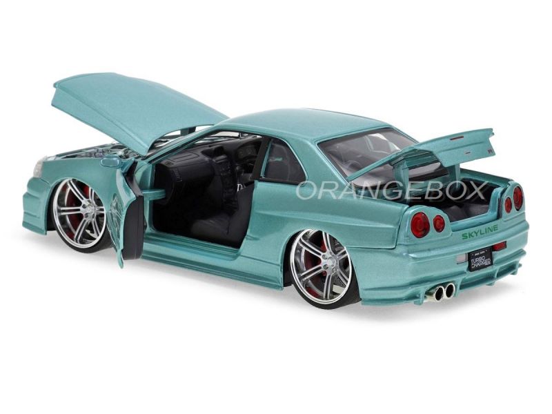 No128ミニカー1/10箱ありNISSAN SKYLINE GT-R Brian s Nissan Skyline GT-R BNR34 Velozes e Furiosos Jada Toys 1
