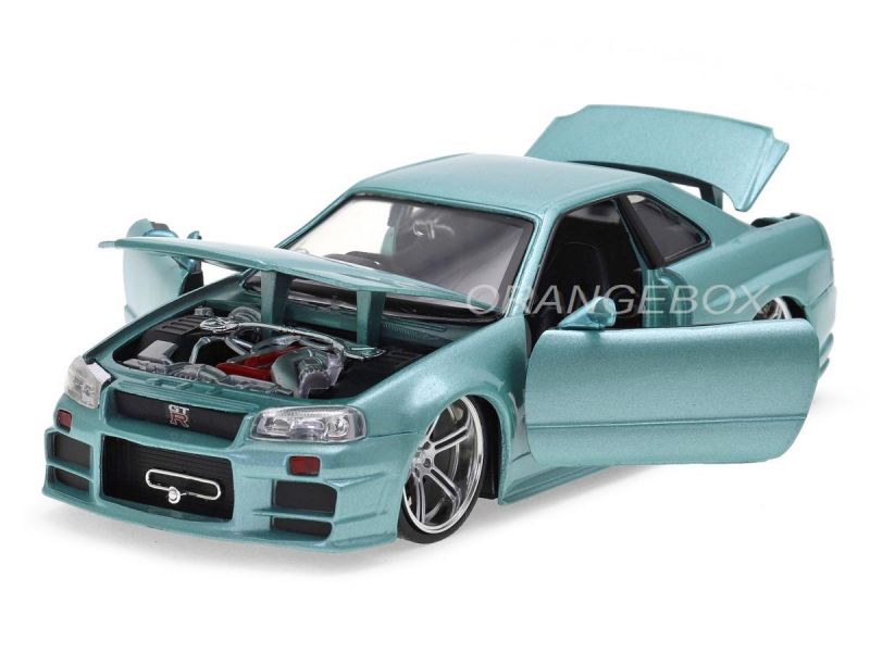 No128ミニカー1/10箱ありNISSAN SKYLINE GT-R Brian s Nissan Skyline GT-R BNR34 Velozes e Furiosos Jada Toys 1