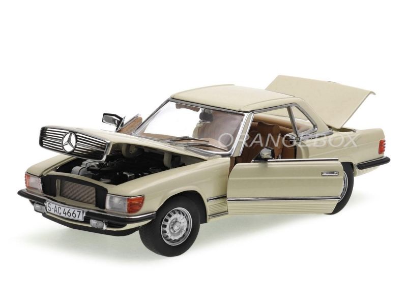 Mercedes-Benz 350 SL 1:18 メタルダイキャストモデル Mercedes Benz 350 SL 1977 Hard Top Sunstar 1:18 Creme - 20 anos