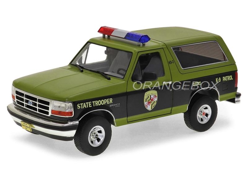 Ford Bronco 1996 Maryland State Police 1:18 Greenlight - 20 anos