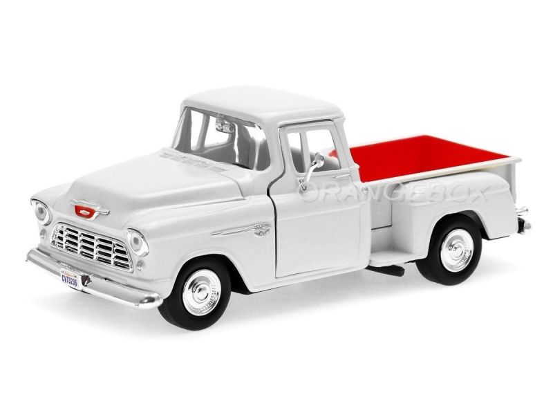 1955 Chevy 5100 Stepside 1:24 スケール Chevy 5100 Stepside Pick Up 1955 1:24 Motormax Branco - 20 anos