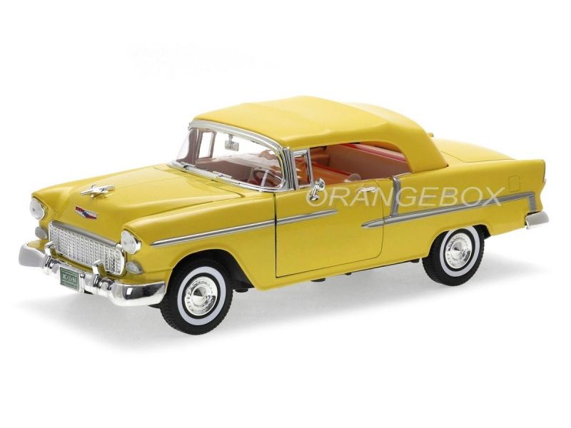 ミニカー '55 CHEVY BEL AIR Chevrolet Bel Air 1955 Convertible Soft Top Motormax 1:18 Amarelo