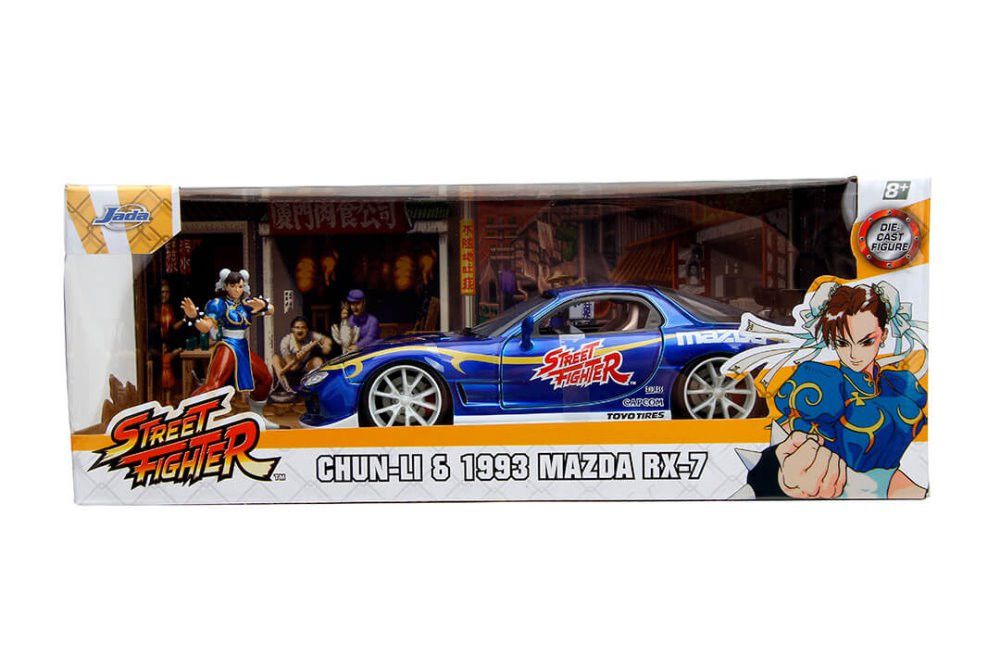 Mazda RX-7 1993 Street Fighter + Figura Chun-Li Jada Toys 1:24