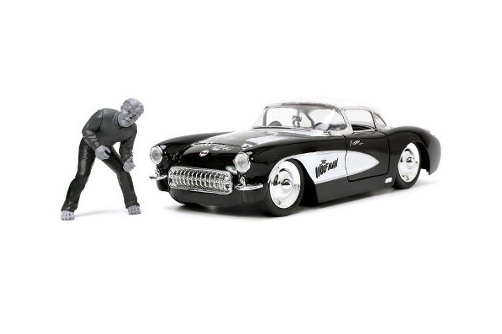Chevrolet Corvette 1957 Universal Monsters + Figura Wolfman Jada