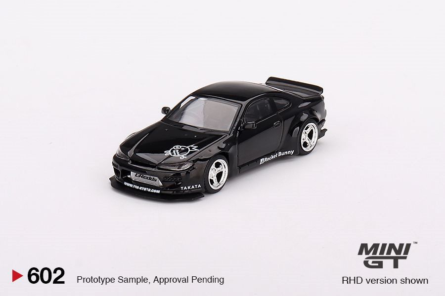 MINI GT S15 シルビア 改　Rocket Bunny Nissan Silvia (S15) Rocket Bunny 1:64 Mini GT Preto - 20 anos