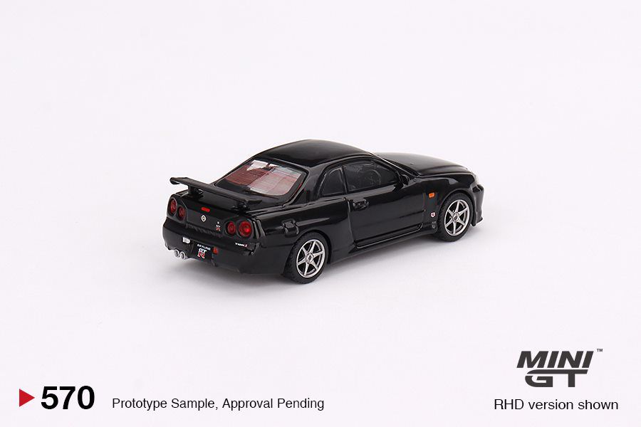 Nissan Skyline GT-R (R34) V-Spec 1:64 Mini GT Preto - 20 anos