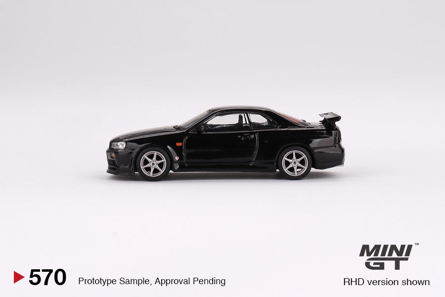 Nissan Skyline GT-R (R34) V-Spec 1:64 Mini GT Preto - 20 anos