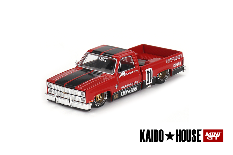Chevrolet Silverado KAIDO WORKS V1 1:64 Mini GT Vermelho - 20 anos