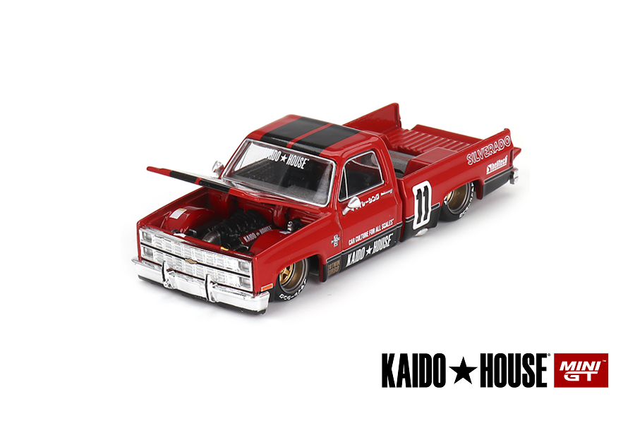Chevrolet Silverado KAIDO WORKS V1 1:64 Mini GT Vermelho - 20 anos