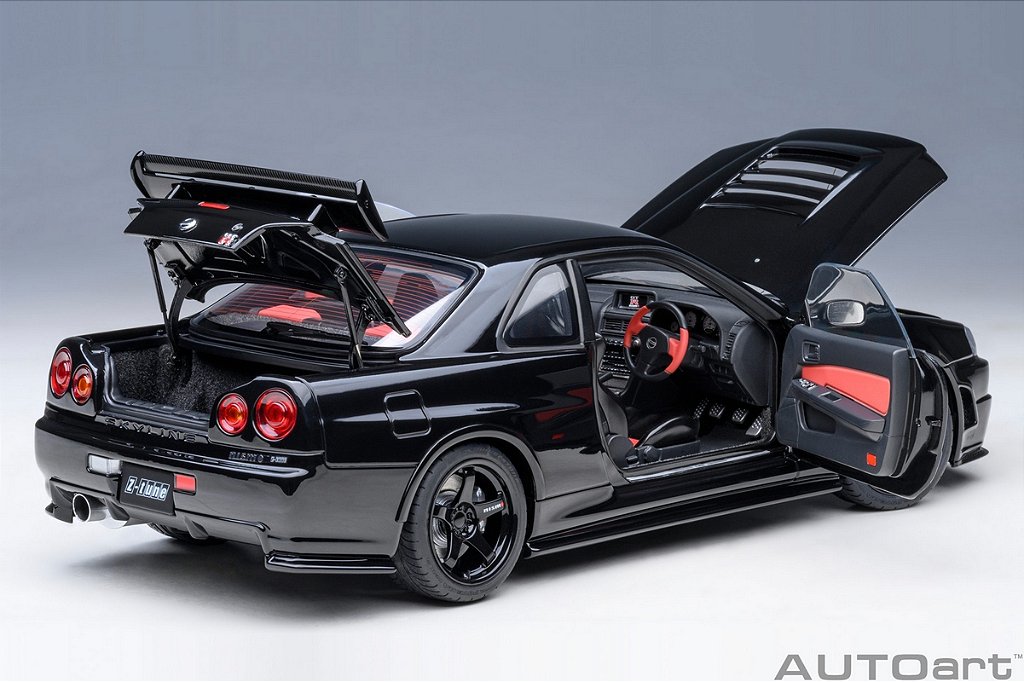 Autoart NISSAN SKYLINE GT-R R34 ミニカー Nissan R34 GT-R Z-Tune Nismo 1:18 Autoart Preto - 20 anos! Loja on