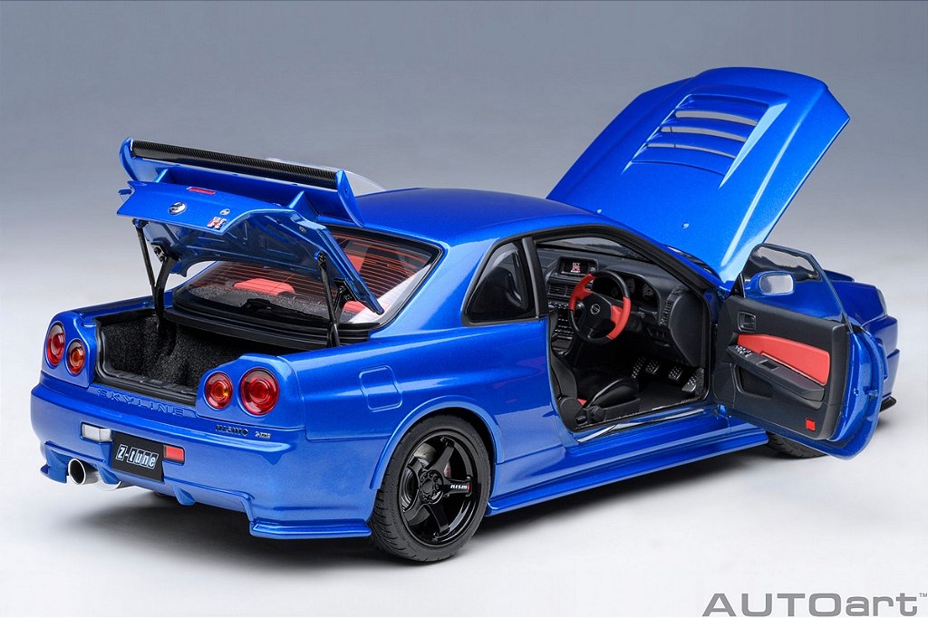 Nissan R34 GT-R Z-Tune Nismo 1:18 Autoart Azul - 20 anos! Loja on