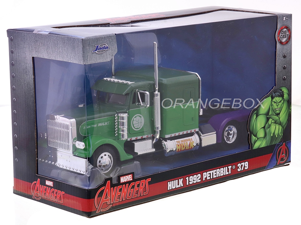 Camion Peterbilt 379 3 Essieux Hulk 1992 échelle 1/24 JADA - Vert Deux Tons