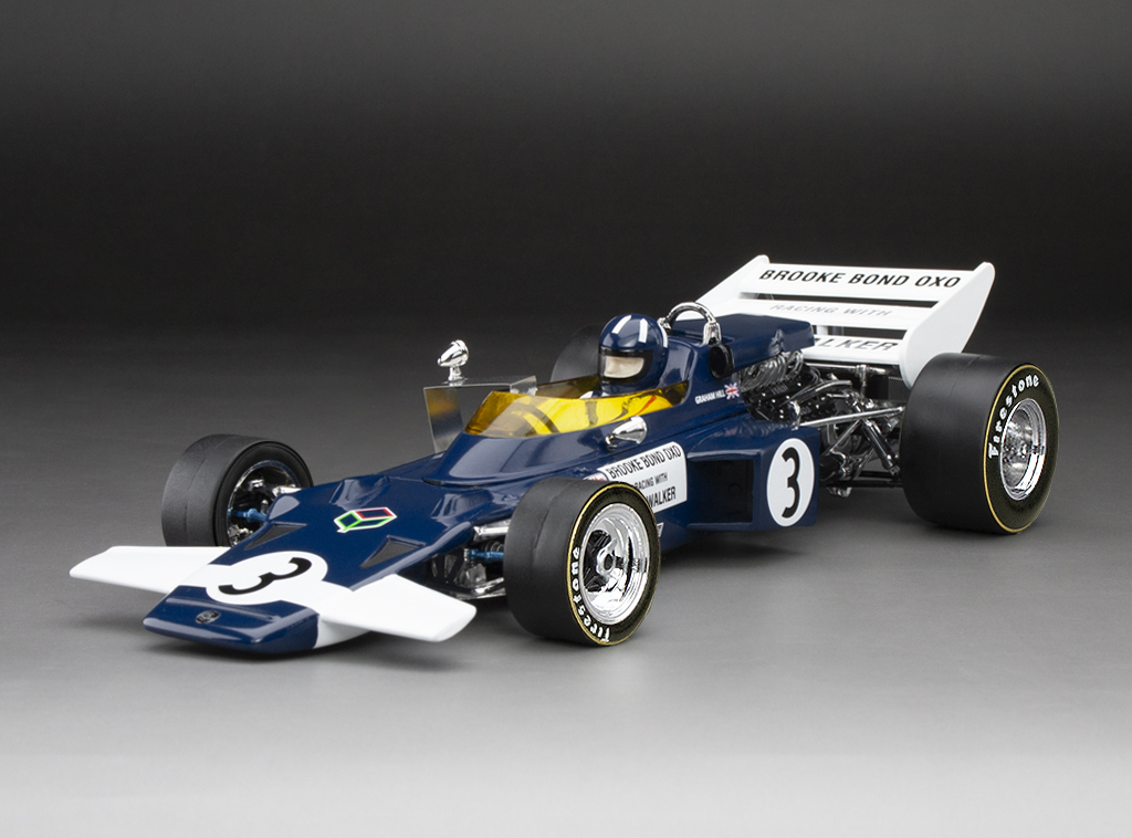 F1 LOTUS RACING CAR ミニカー Fórmula 1 Lotus 72 Graham Hill International Gold Cup 1970 1:18