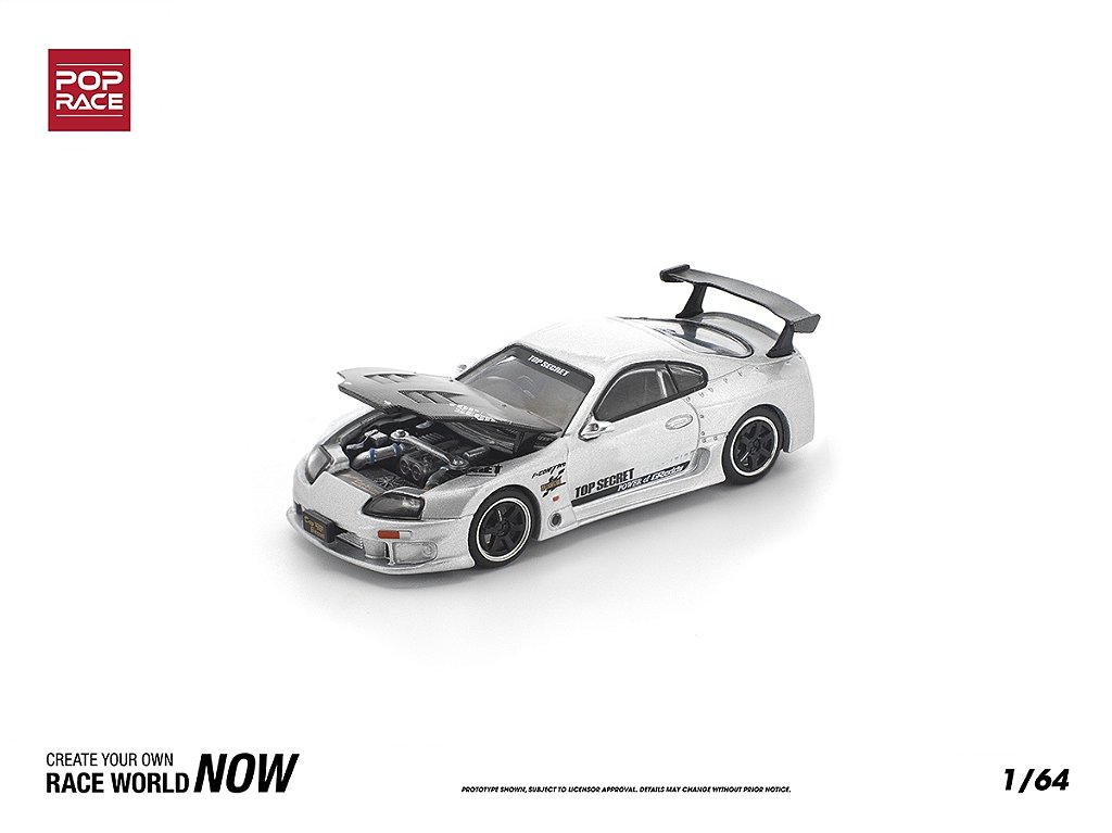 Toyota Supra GT300 TOP SECRET 1:64 POP RACE Prata - 20 anos! Loja