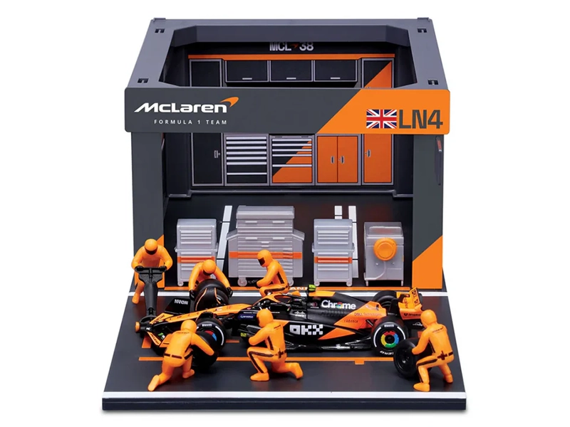 Fórmula 1 Pit Stop McLaren MCL38 Lando Norris 2024 1:43 Bburago
