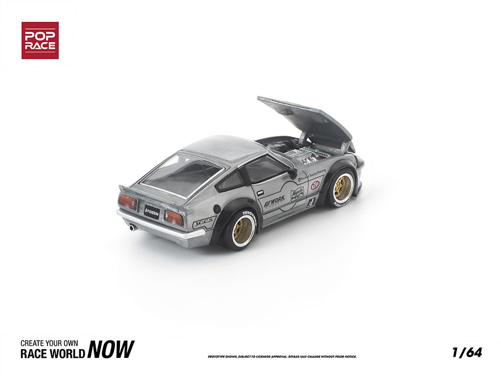 Datsun 280ZX Pandem Body Kit 1:64 POP RACE Raw Metal - 20 anos