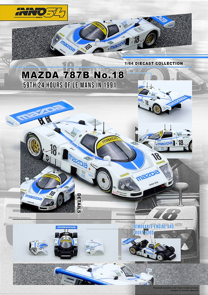 MAZDA 787B No.18 59th 24 Hours Le Mans 1991 1:64 INNO64 - 20 anos