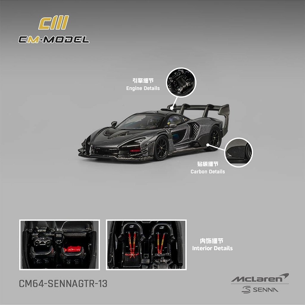 McLaren Senna GTR 1:64 CM Model Cinza - 20 anos! Loja on-line de