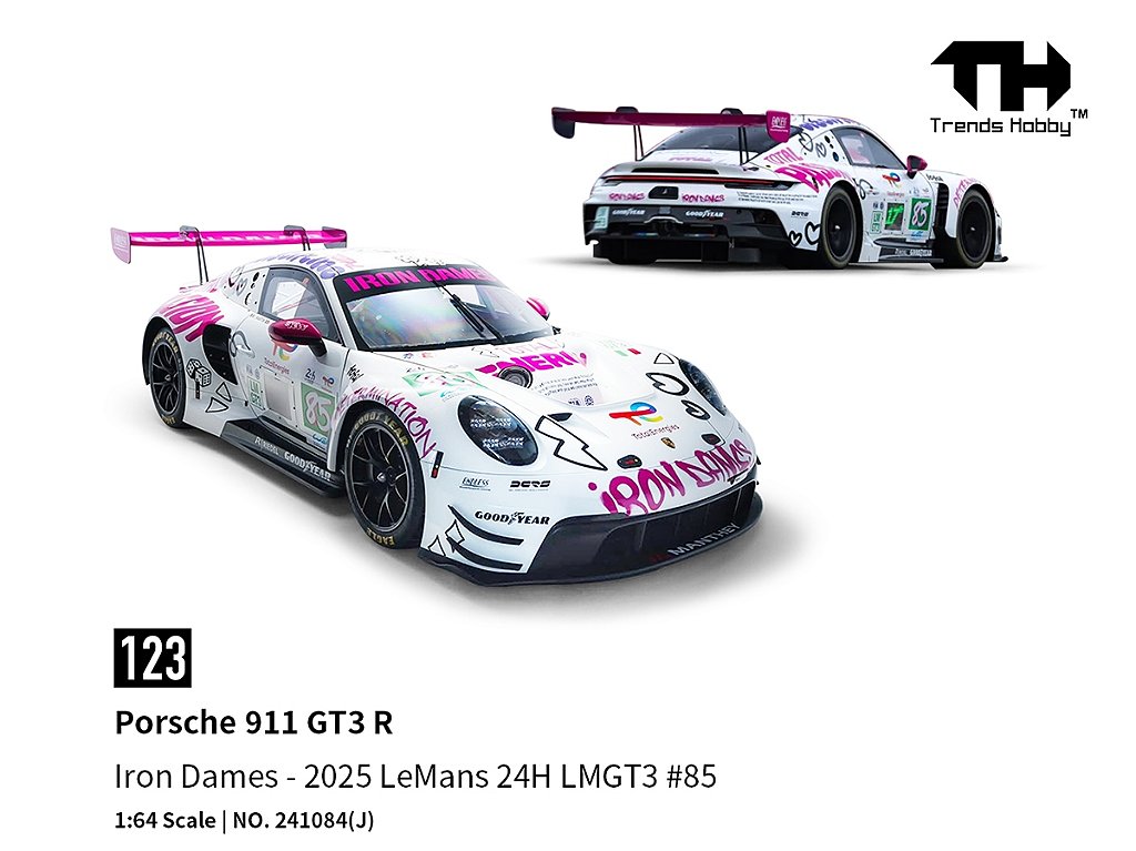 Porsche 911 GT3 R 24Hs Le Mans 2025 IRON DAMES 1:64 Trends Hobby