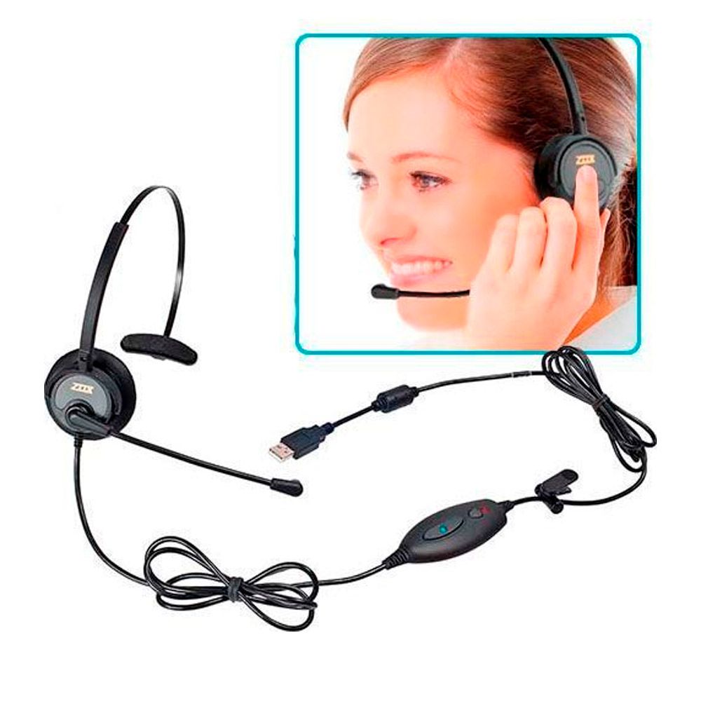 Fone Operador ZOX DH 60 Headset USB Padrão - Lojamatel