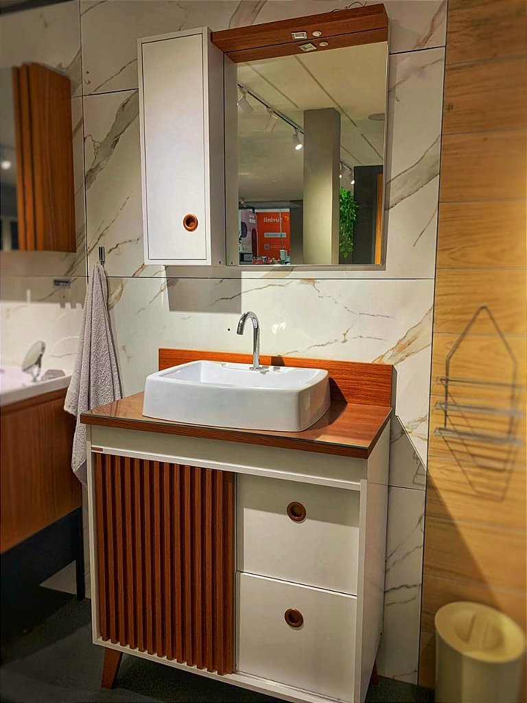 Kit Armário 80cm Toscana Blanche/ Cinamomo - Bertazoli - Casa