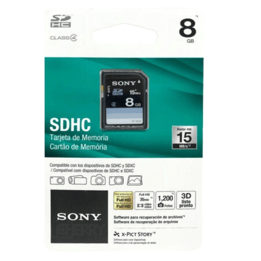 Cartão de Memória SD Sony 8GB SDHC - Cherry Foto + Eletrônicos
