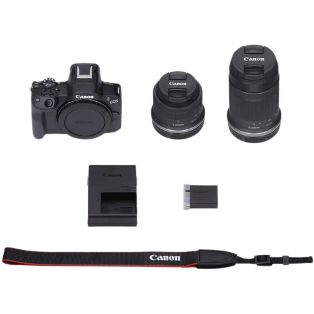 Kit Canon EOS R50 Mirrorless com lentes RF-S 18-45mm e 55-210mm