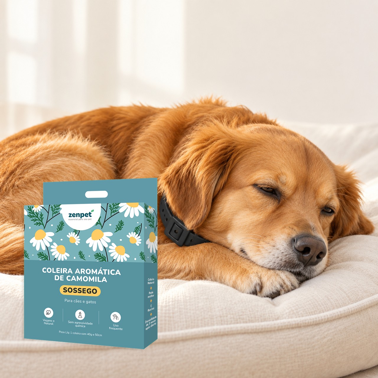 Coleira Aromática Sossego Camomila Zenpet para cães