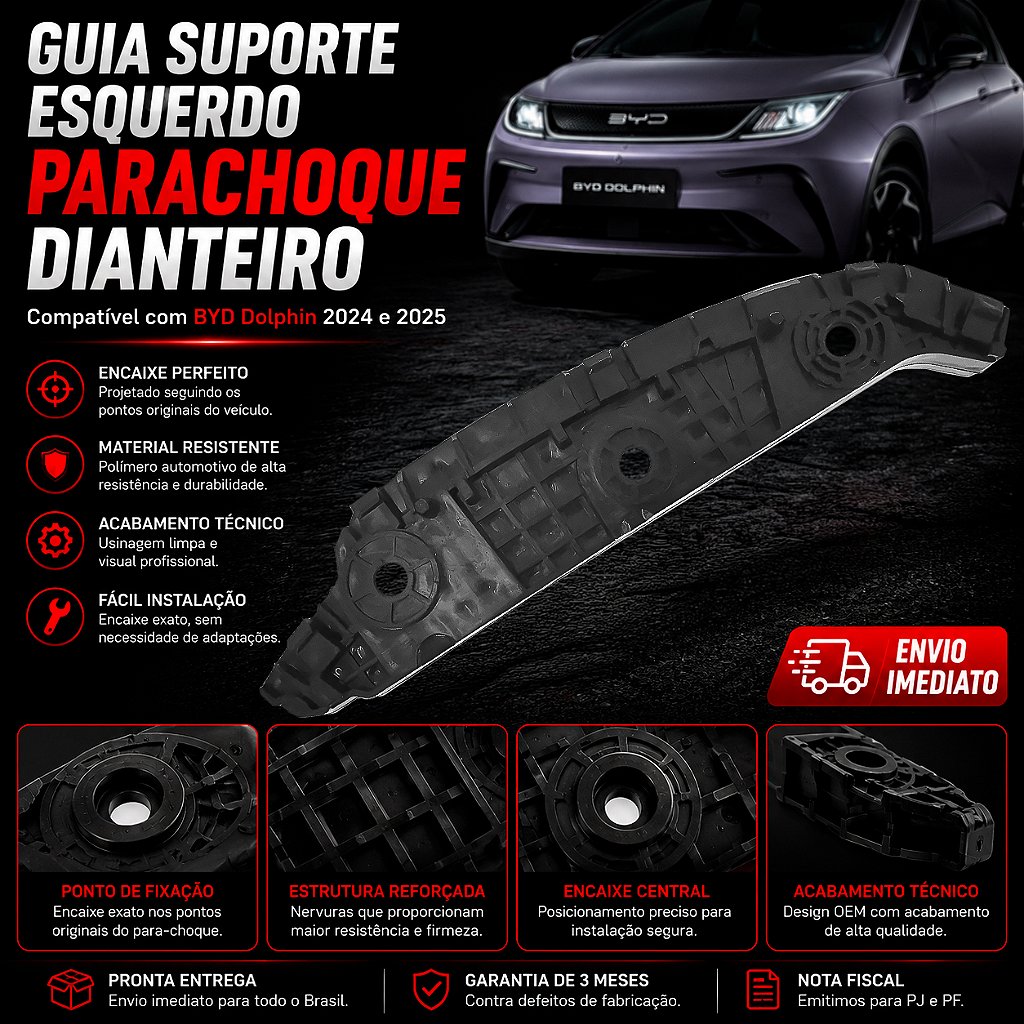 Guia Suporte Esquerdo Parachoque Dianteiro Byd Dolphin 2024 2025