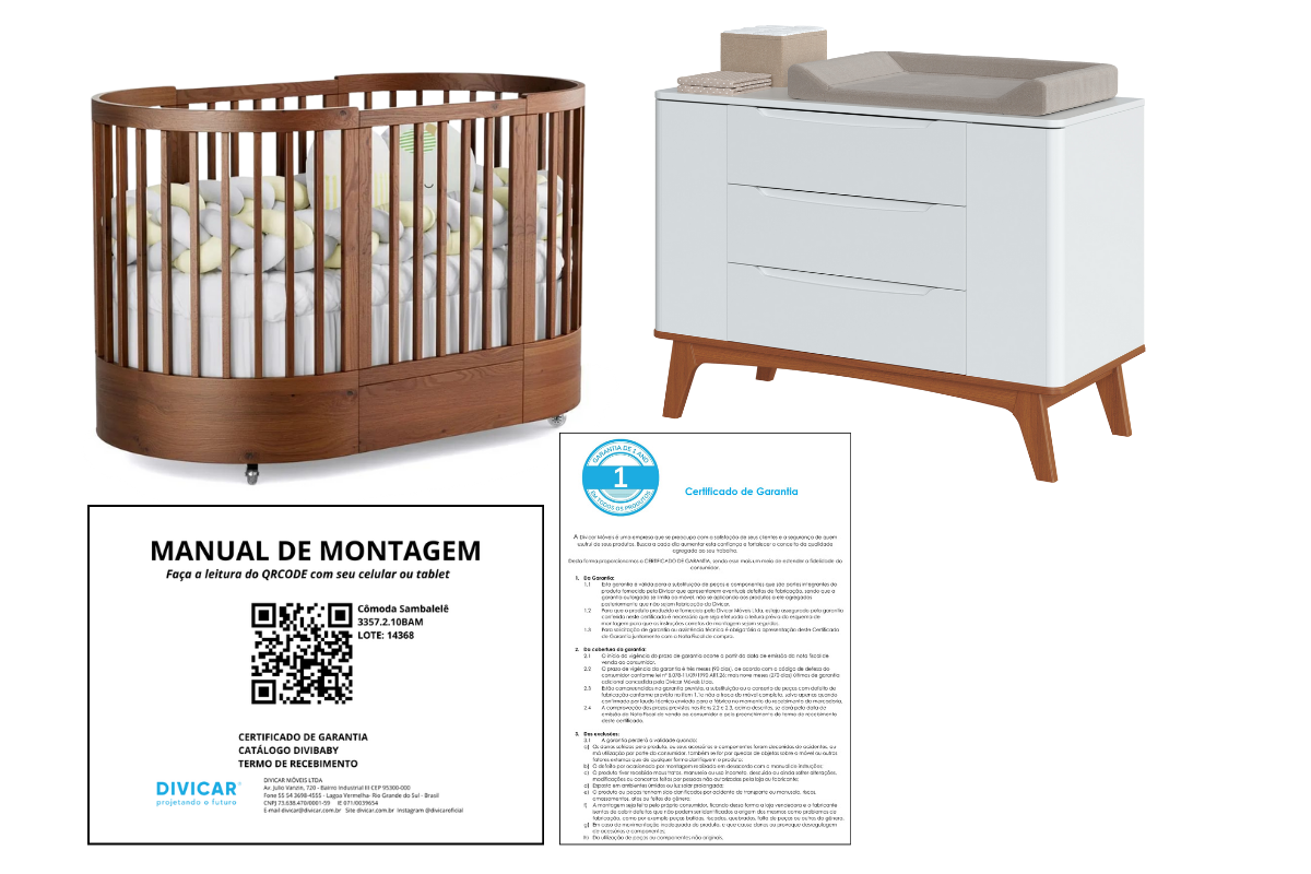 Conjunto Berço Wave Mel e Cômoda Sambalelê