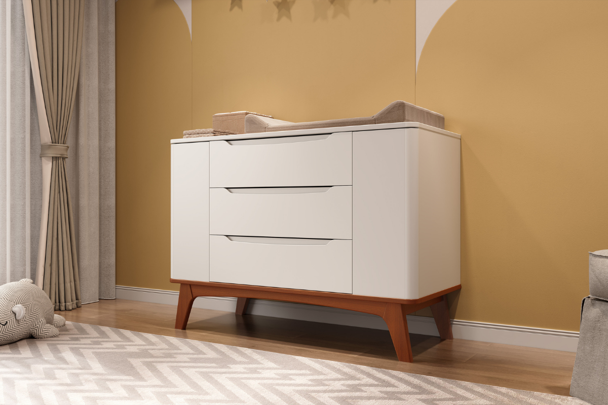 Design moderno com acabamento Mel e Branco