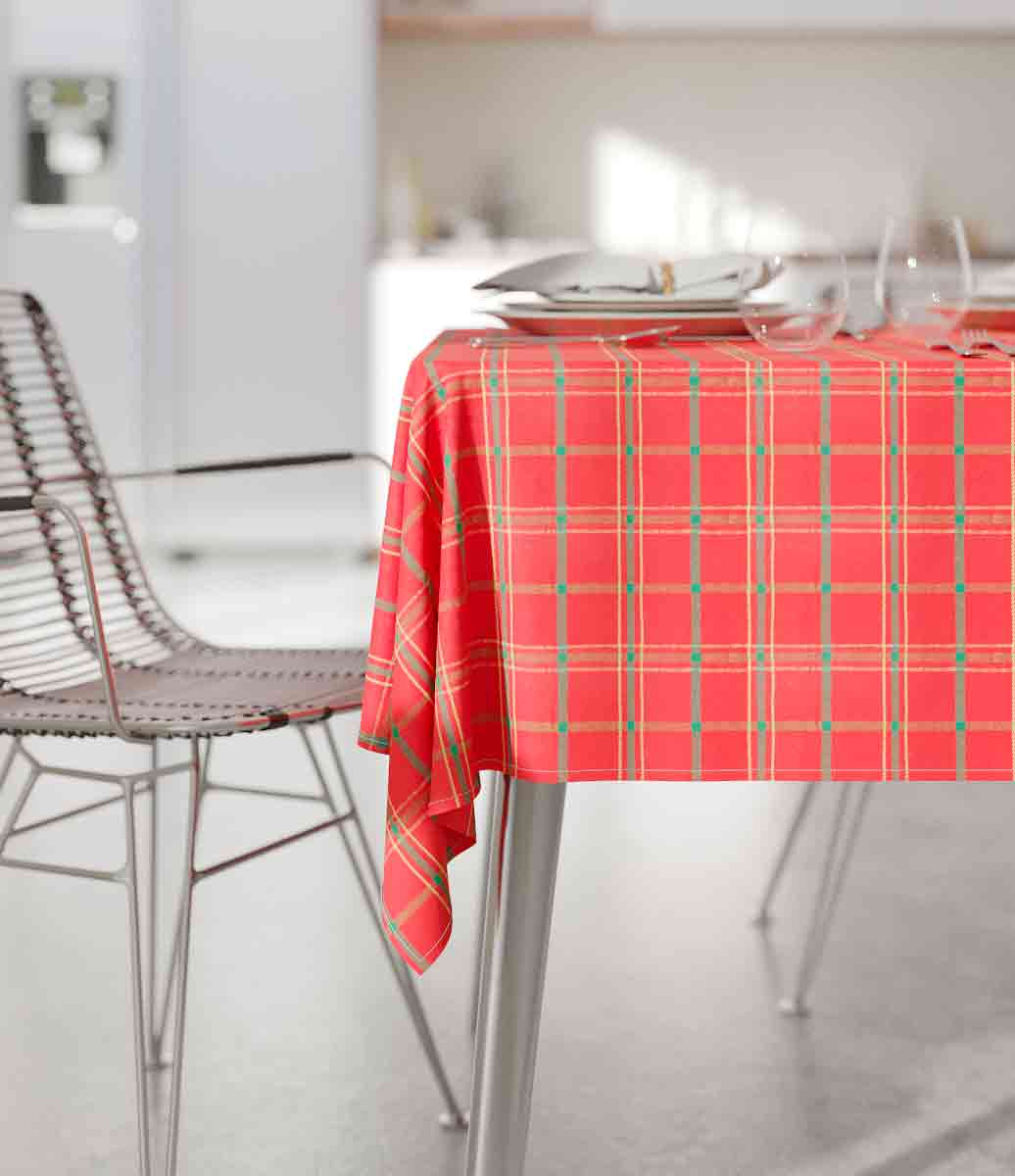 Toalha de Mesa Retangular Vermelha Quadriculada