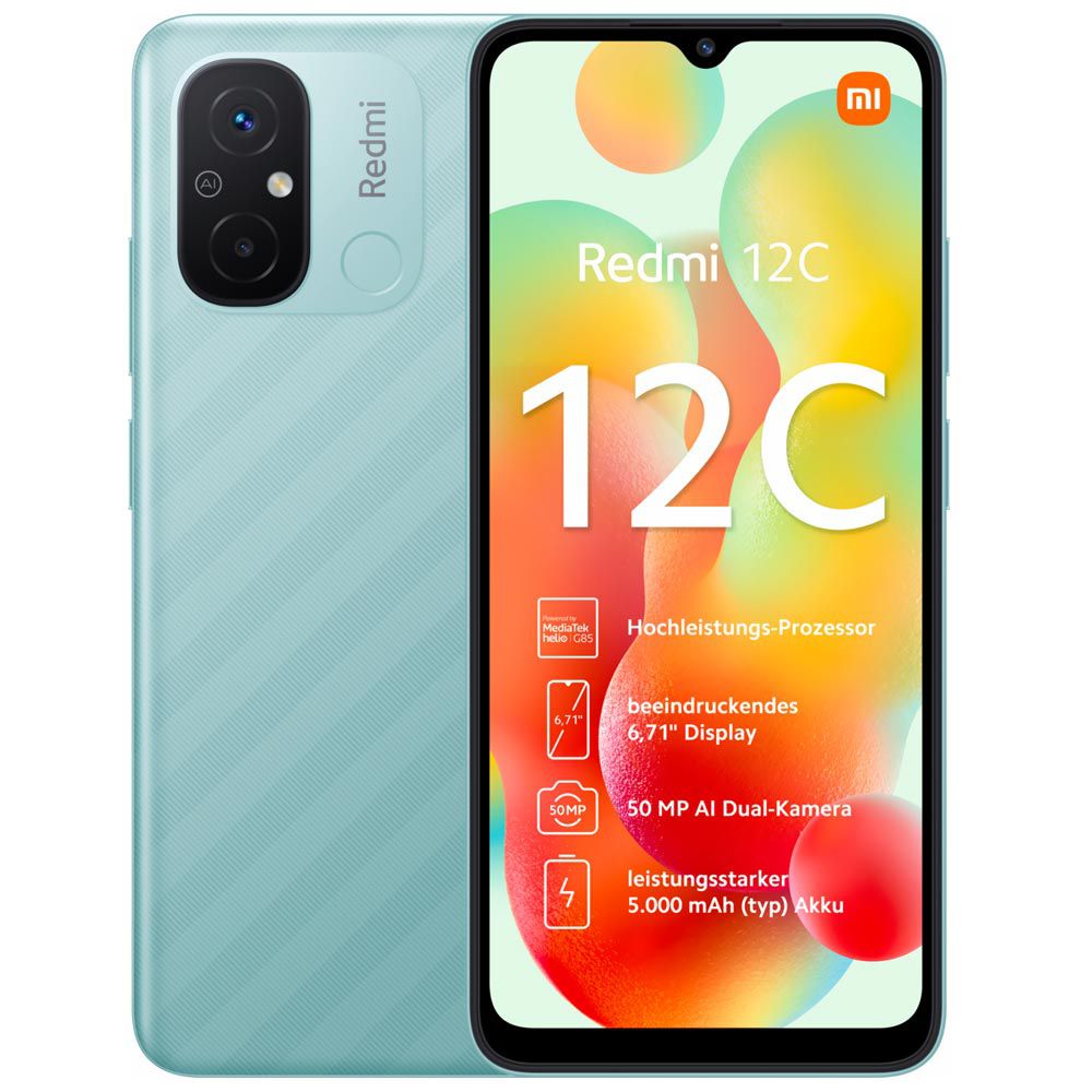 Xiaomi Redmi 12C 128GB Mint Green 6GB RAM - www.maicongames.com.br