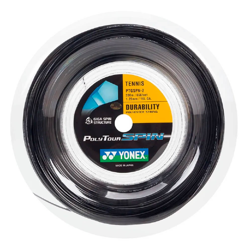 yomyomu Corda Yonex Poly Tour Spin 1.25 mm Preto - Rolo 200 metros