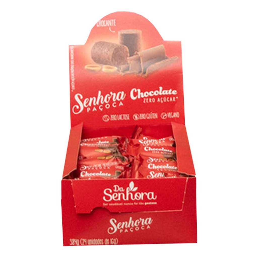 Paçoca Chocolate Zero Açúcar Vegano Sem Lactose Caixa C/ 24u - P&P