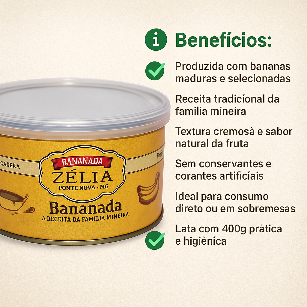 Bananada Cremosa Zélia 400g Lata - P&P Fit - A sua loja de