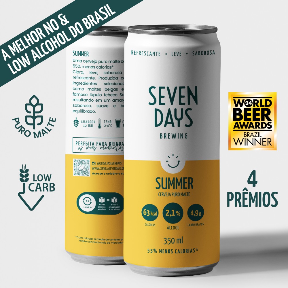 Cerveja Summer Seven Days - Puro malte, Baixa caloria e teor