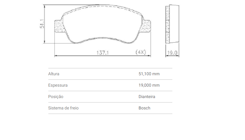 Jogo Pastilha Freio Dianteiro - Frasle - Peugeot 307 1.6/2.0 16v