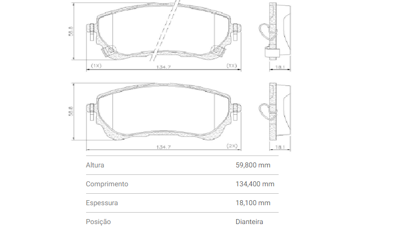 Jogo Pastilha Freio Dianteiro - Corolla Cross 1.8/2.0 16v após