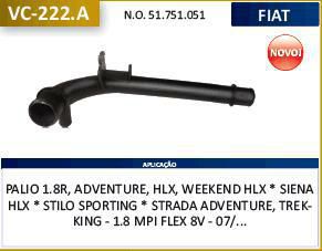 Tubo Dagua Refrigeração - Siena 1.8 8v - MPI - HLX após 2007