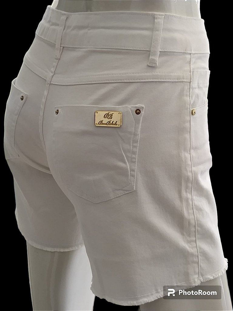 Bermuda Jeans Branca Barra Desfiada - Dona'shi