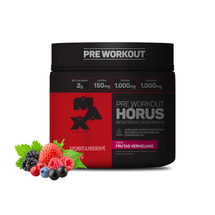 Pré Treino HÓRUS 300g - FRUTAS VERMELHAS - Max Titanium - Jamal