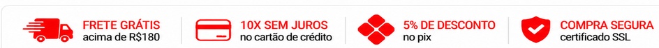 Frete grátis acima de R$180, 10x sem juros, 5% de desconto no Pix e compra segura