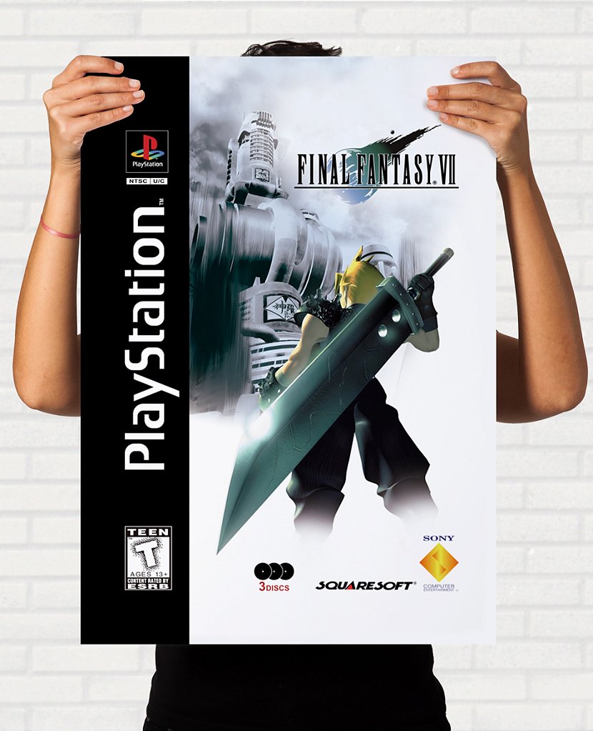 Poster Capa do Final Fantasy VII - Sony Playstation Americano