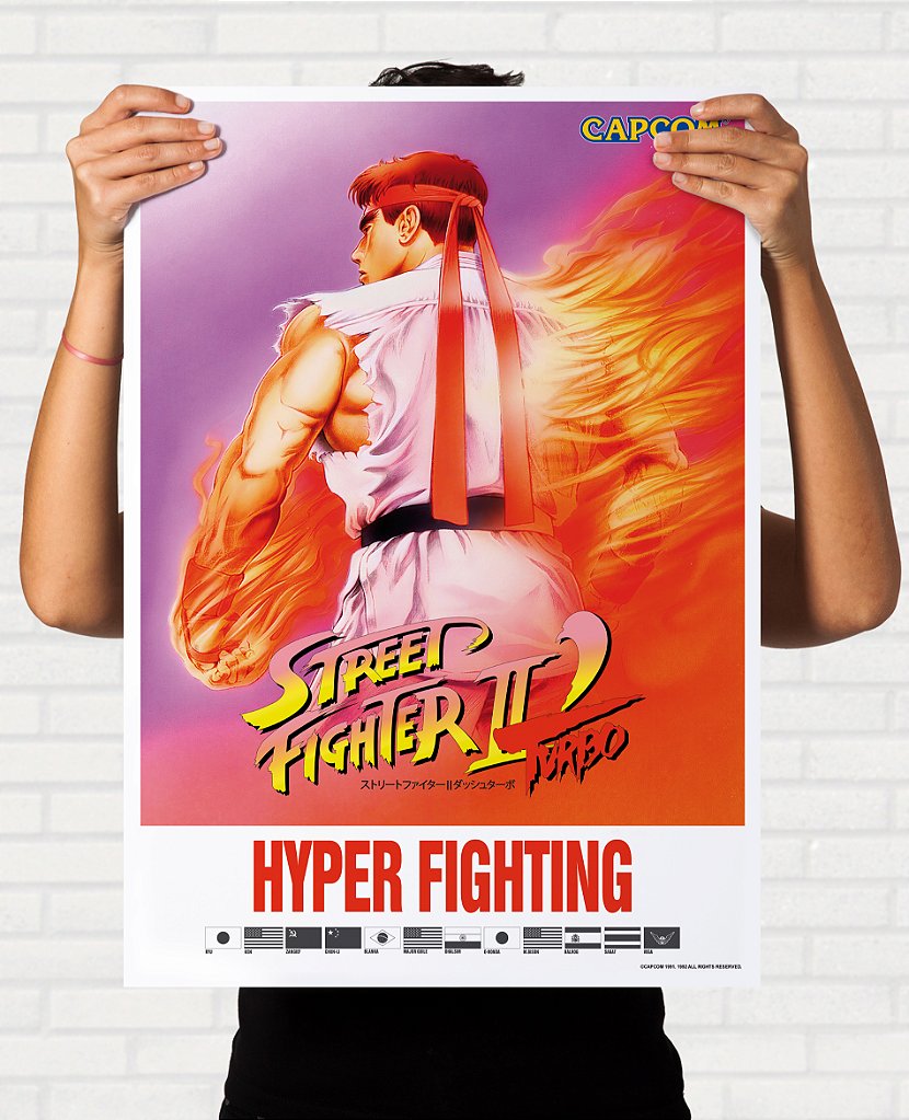 Quadro Street Fighter 2 Hyper Fighting Ryu - Pôster Arcade Capcom