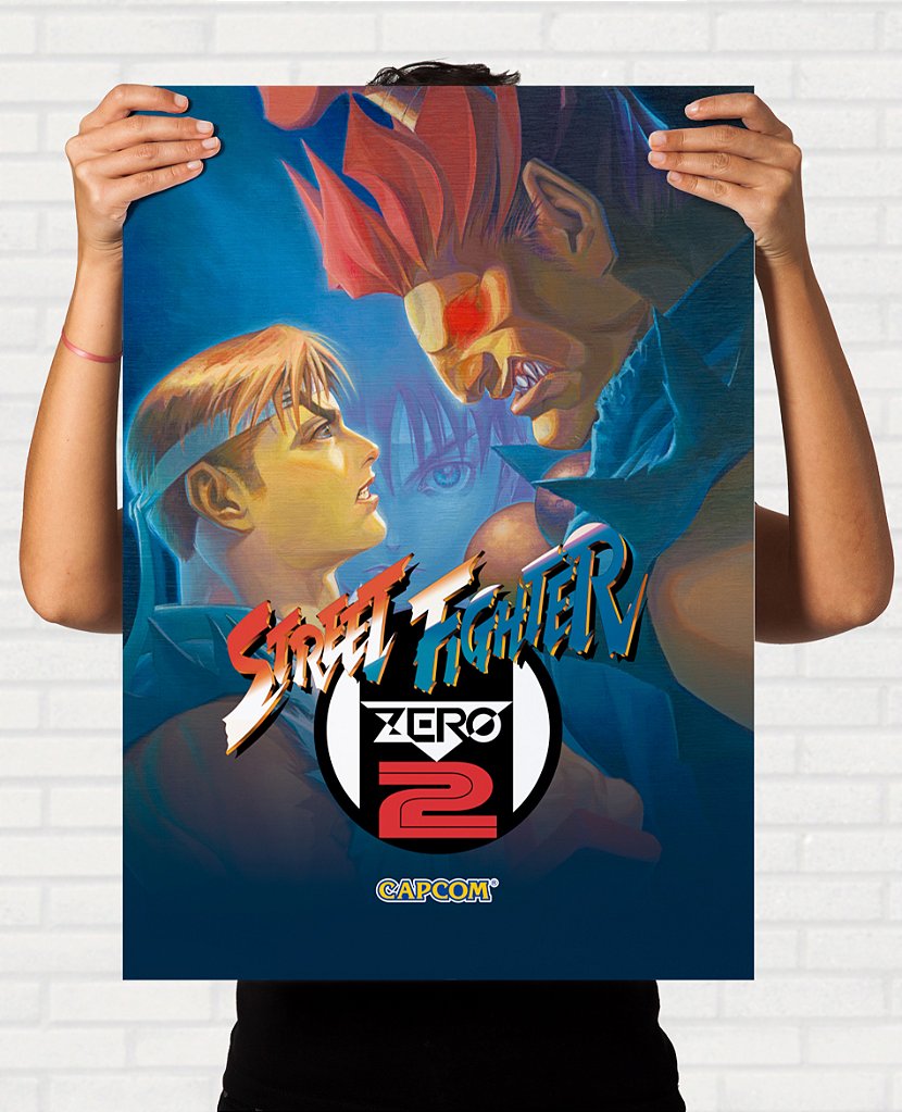 Quadro Street Fighter Zero 2 Ryu e Akuma - Pôster Arcade Capcom