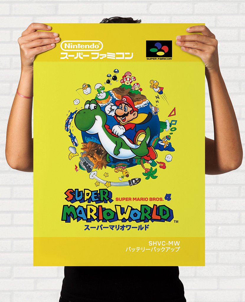 Quadro Capa do Super Mario World - Super Famicom (Super Nintendo