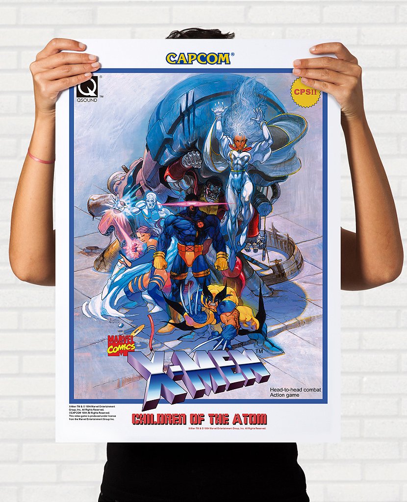 Quadro X-Men Children of the Atom - Pôster Arcade Capcom Americano