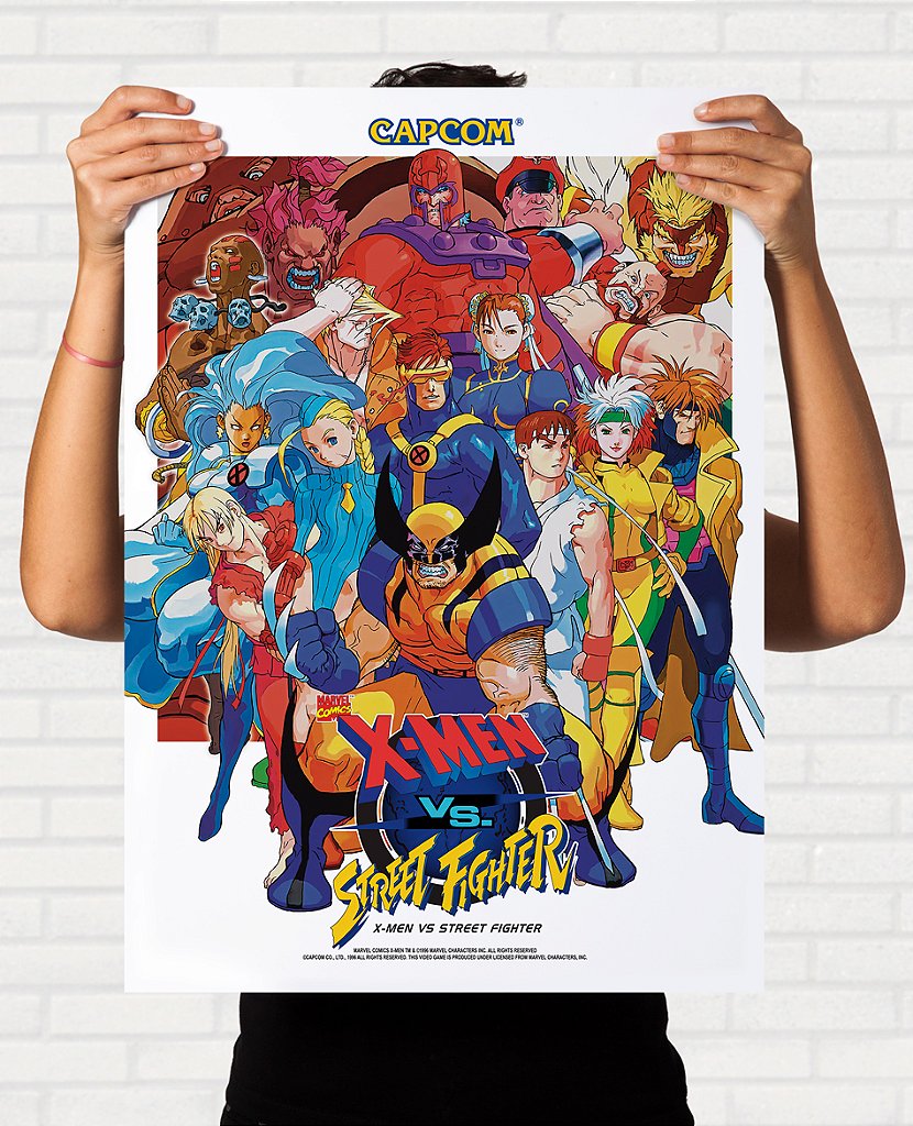 Poster X-Men vs Street Fighter - Pôster Arcade Capcom Americano